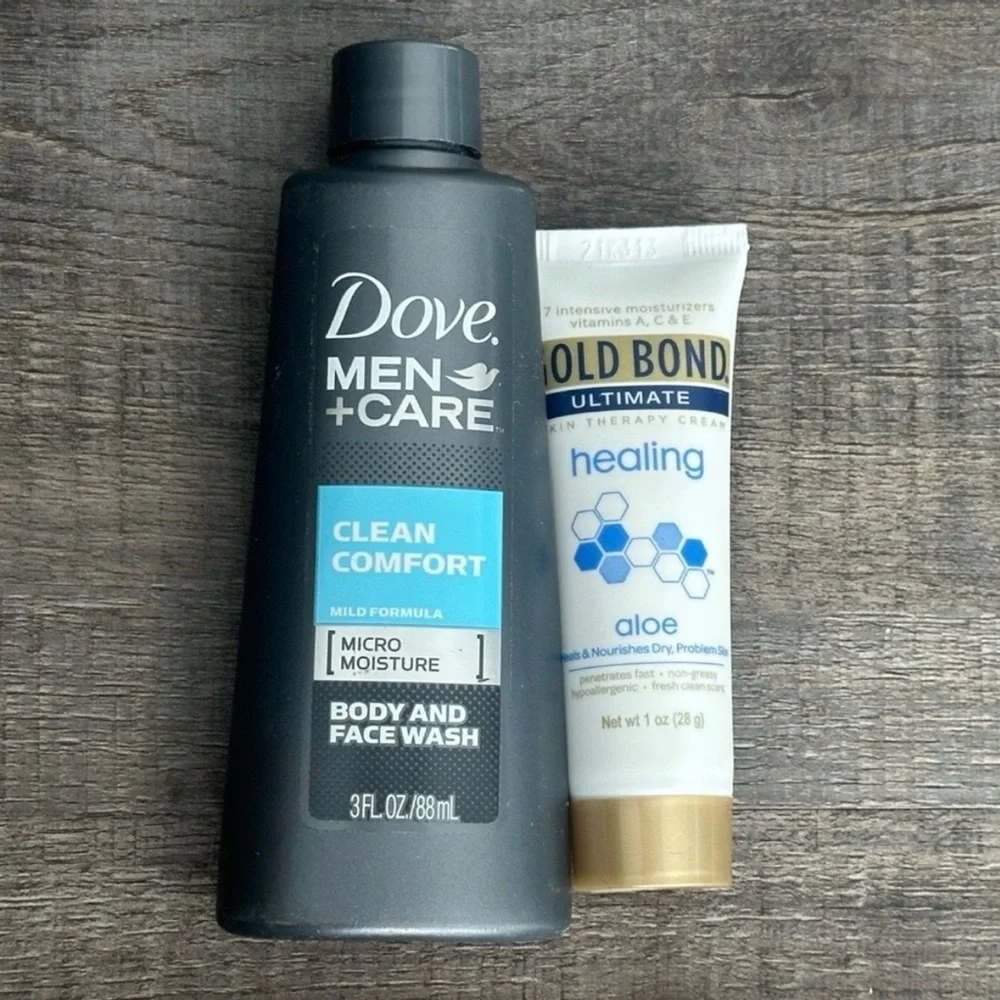 💞 New Dove Men+Care & Gold Bond 2-Piece Travel Hygiene Set